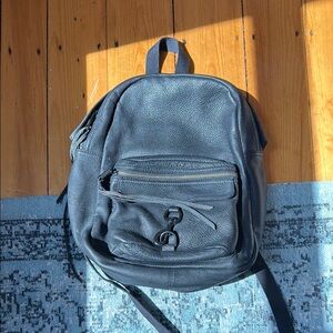Rebecca Minkoff Black adjustable Leather Backpack two zip pockets